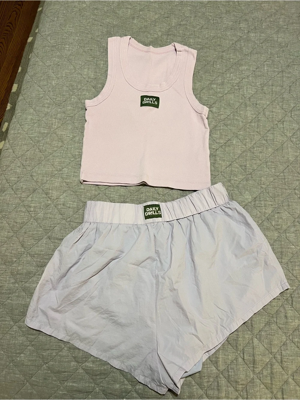 Daily Drills Women's Light Purple Ribbed Tank and Shorts Set